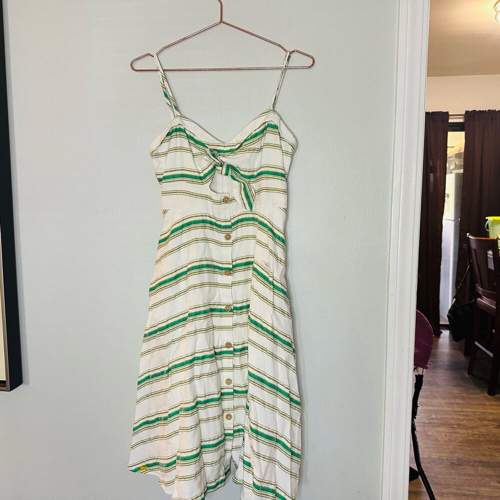 HUTCH White Green Striped Marissa Full Skirt Sweetheart Neckline Dress Size 8 - Picture 5 of 12